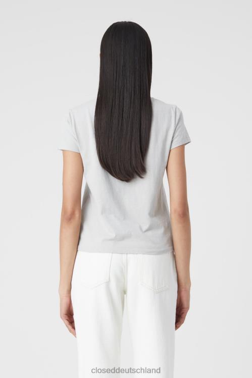Kleidung grauer Alabaster 0RP8Z1733 CLOSED Basic-T-Shirt aus Baumwolle Frauen