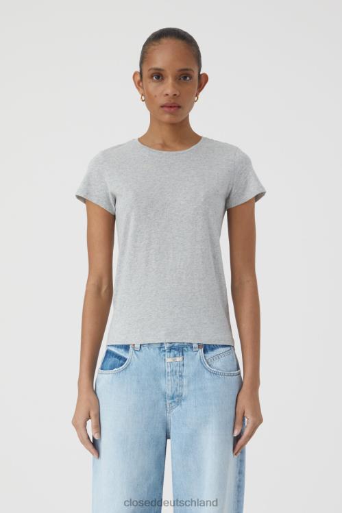 Kleidung hellgrau meliert 0RP8Z1729 CLOSED Basic-T-Shirt aus reiner Baumwolle Frauen