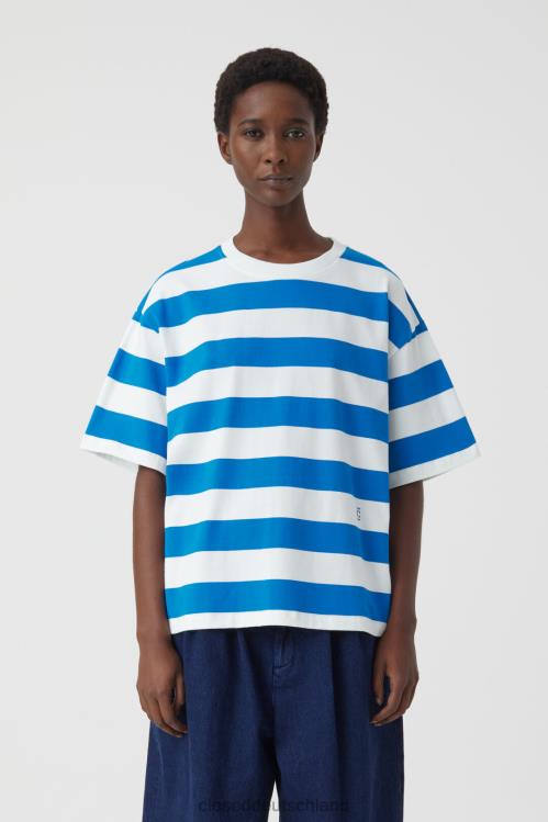 Kleidung ozeanisches Blau 0RP8Z1706 CLOSED Gestreiftes, übergroßes T-Shirt Frauen
