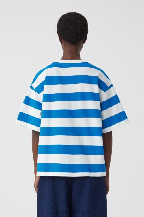 Kleidung ozeanisches Blau 0RP8Z1706 CLOSED Gestreiftes, übergroßes T-Shirt Frauen