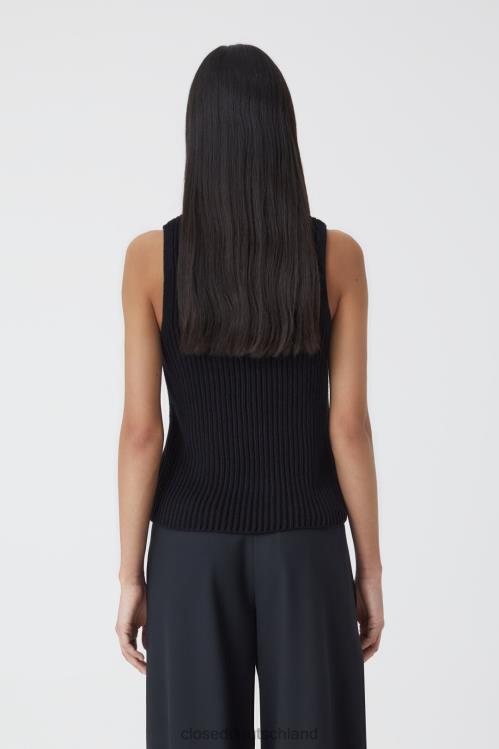 Kleidung Schwarz 0RP8Z1467 CLOSED Kurzarm-Strickoberteil Frauen
