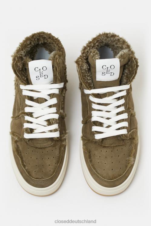 Schuhwerk grünes Umbra 0RP8Z736 CLOSED Shearling-Sneakers hoch Frauen