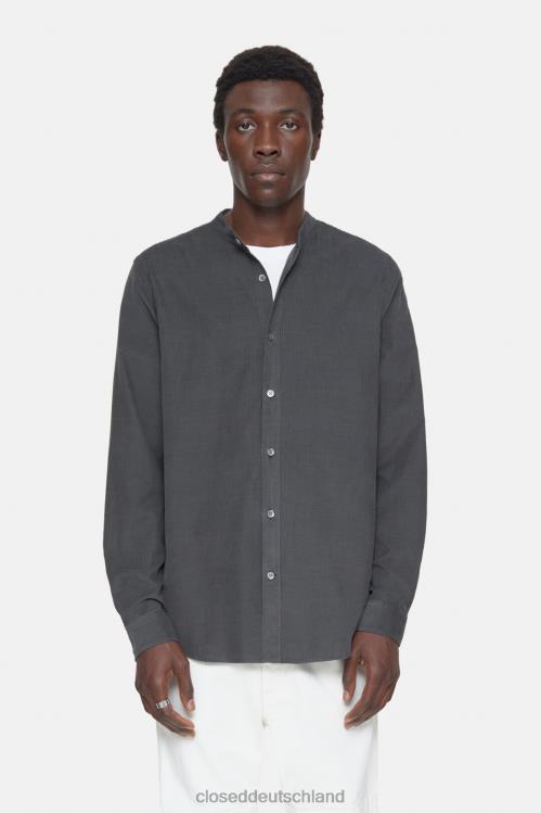Kleidung Holzkohle 0RP8Z981 CLOSED Kragenloses Hemd Männer