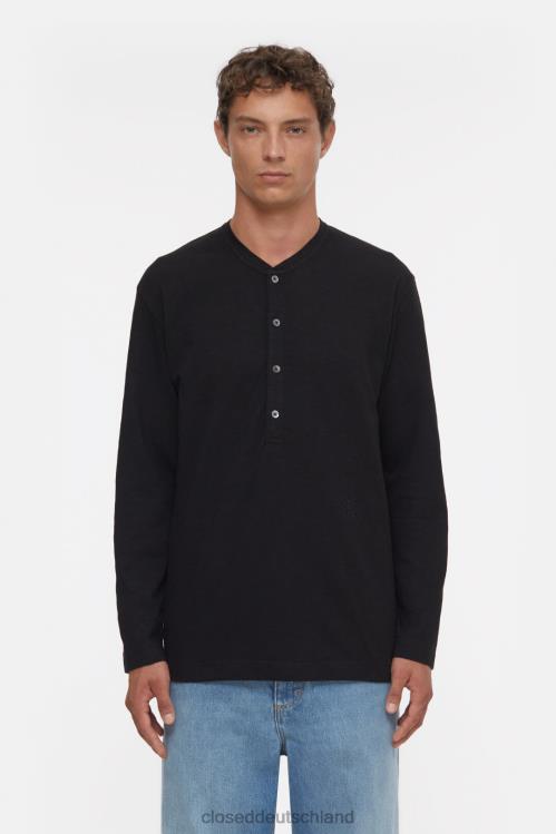 Kleidung Schwarz 0RP8Z1024 CLOSED Henley-Langarmshirt Männer