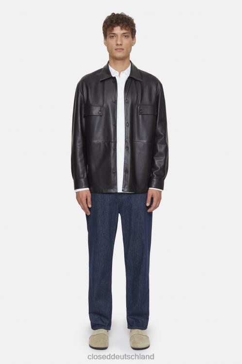 Kleidung Schwarz 0RP8Z993 CLOSED Leder-Overshirt Männer