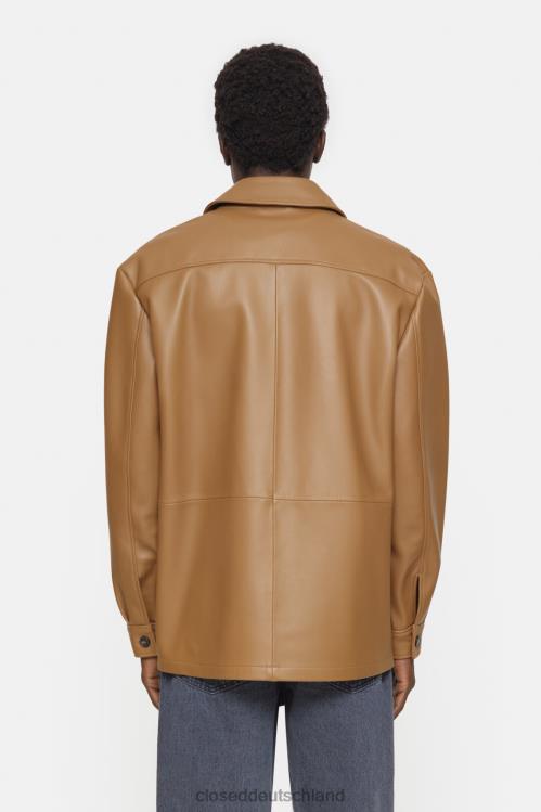 Kleidung getrockneter Tabak 0RP8Z994 CLOSED Leder-Overshirt Männer