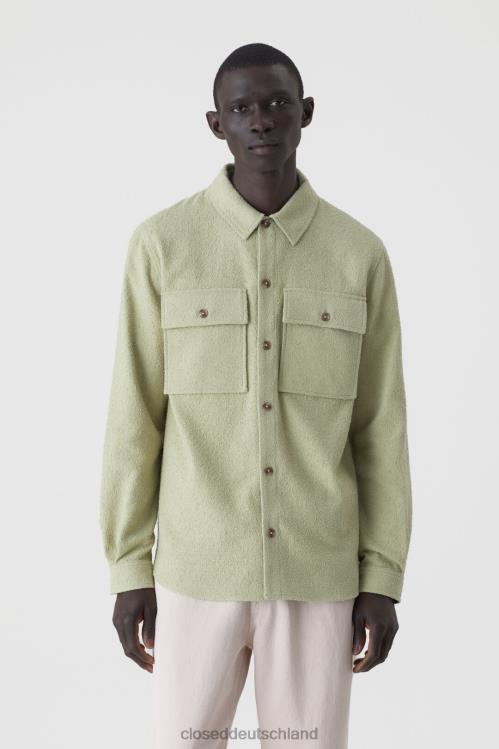 Kleidung helles Moosgrün 0RP8Z2086 CLOSED Bouclé-Utility-Hemd Männer