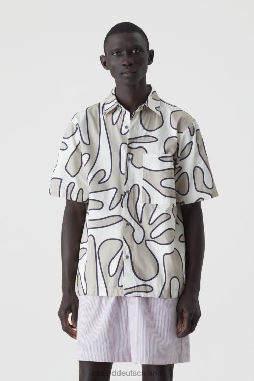 Kleidung naturfarben 0RP8Z2105 CLOSED Bedrucktes Hemd Männer