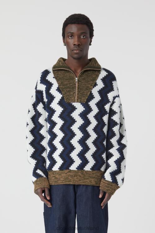 Kleidung rauchiges Blau 0RP8Z937 CLOSED Pullover mit halbem Reißverschluss Männer