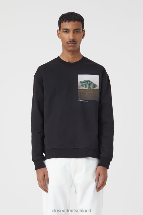Kleidung Schwarz 0RP8Z2146 CLOSED Bedruckter Rundhalsausschnitt Männer