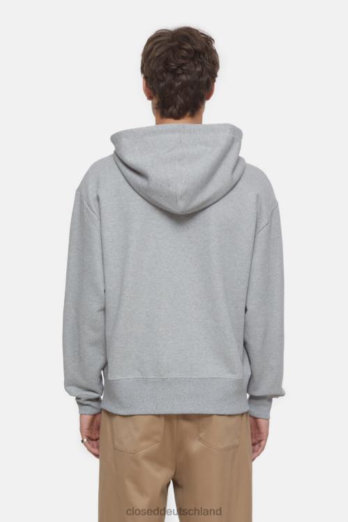 Kleidung hellgrau meliert 0RP8Z1072 CLOSED Kapuzenpullover mit Logo und Reißverschluss Männer