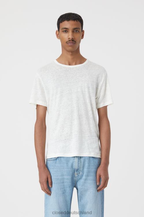 Kleidung Elfenbein 0RP8Z2114 CLOSED Leinen-T-Shirt Männer