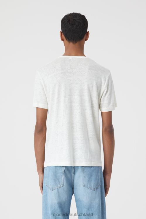 Kleidung Elfenbein 0RP8Z2114 CLOSED Leinen-T-Shirt Männer