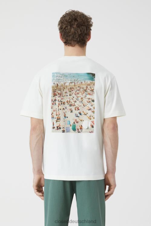 Kleidung Elfenbein 0RP8Z2169 CLOSED Bedrucktes T-Shirt Männer