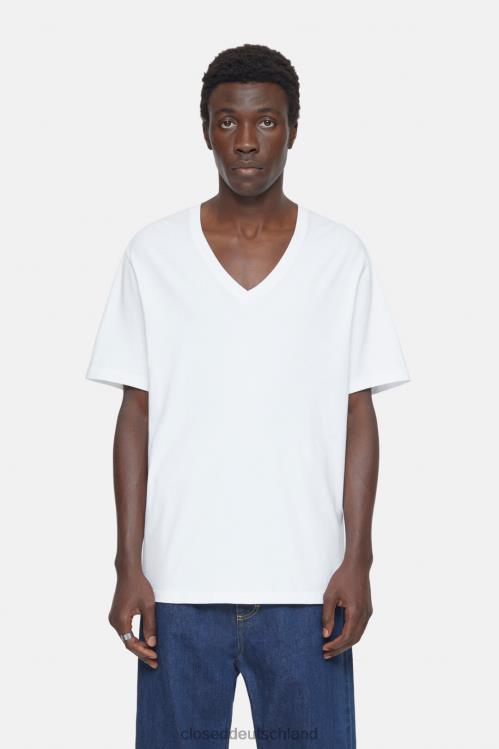 Kleidung Weiß 0RP8Z1049 CLOSED T-Shirt mit V-Ausschnitt Männer